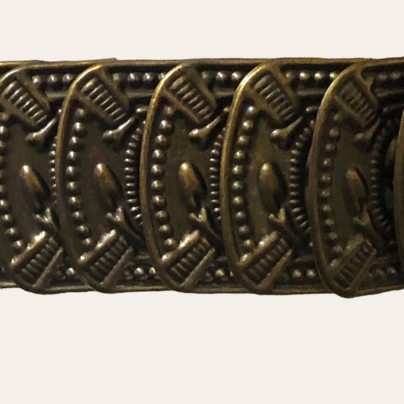 Women’s Stretch Belt Brown & Antique Gold Medallions & Studs Stretch Bel… - Picture 5 of 8